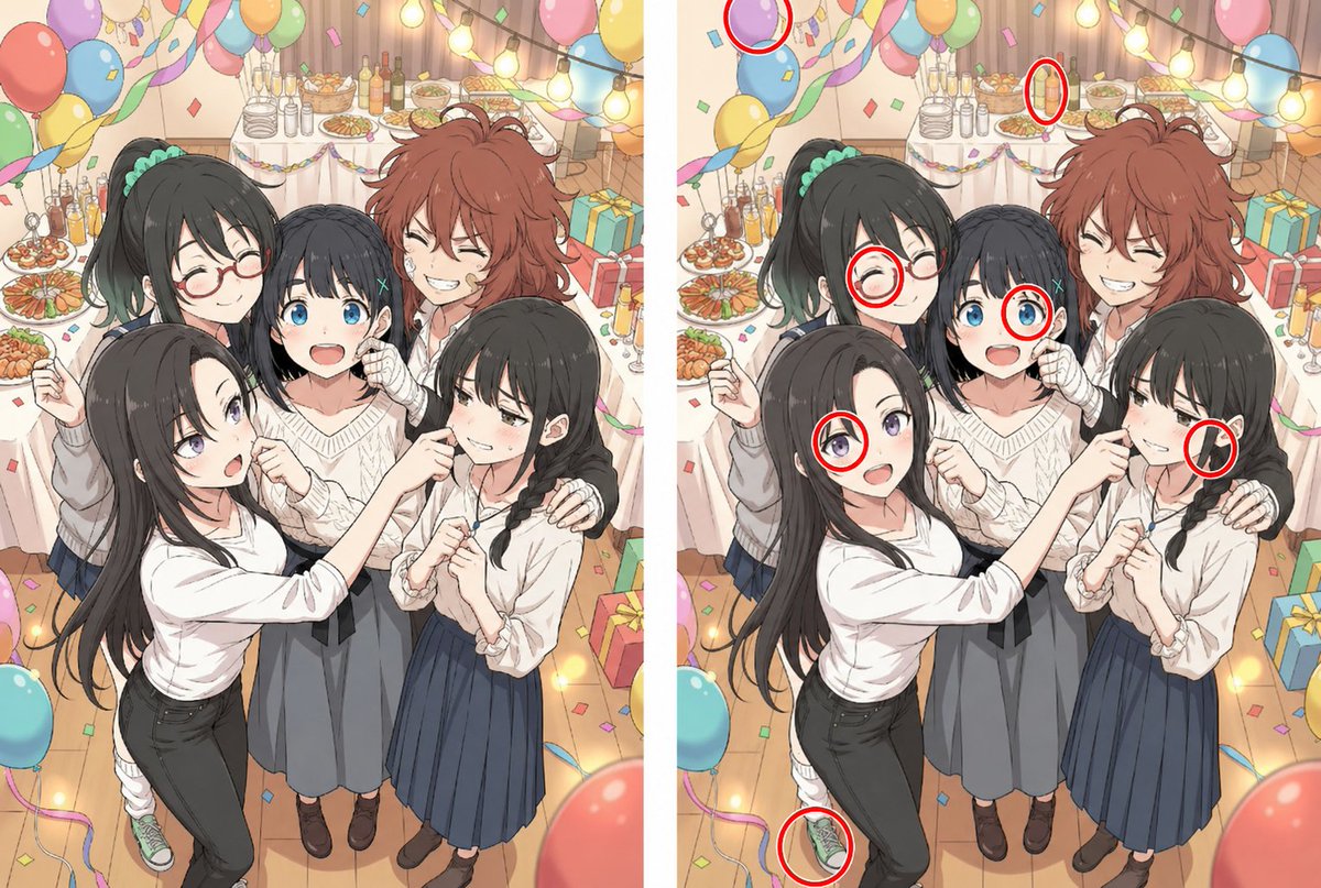 界面稿 GPT Image 2 提示词：Anime Party Spot the Difference