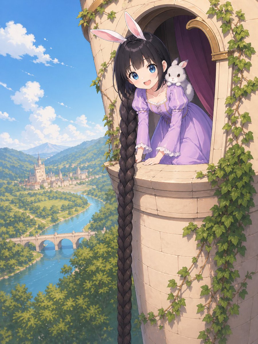 角色设定 GPT Image 2 提示词：Anime Rapunzel Tower Scene