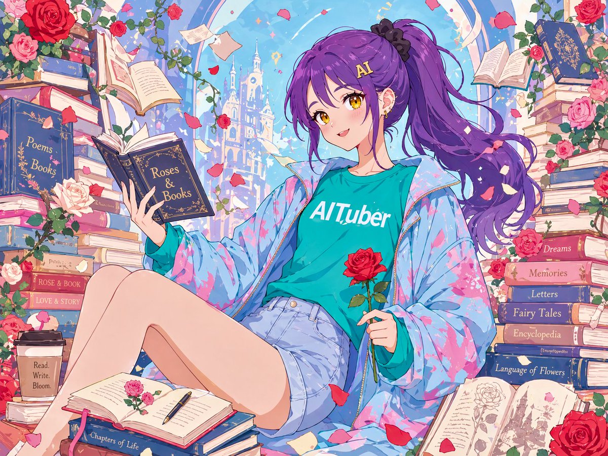 角色设定 GPT Image 2 提示词：Anime Roses and Books End Card