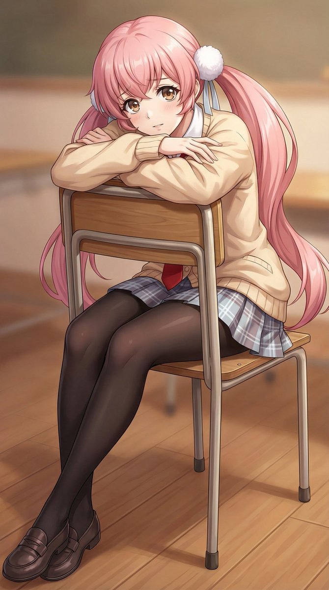 角色设定 GPT Image 2 提示词：Anime Schoolgirl Hugging Chair