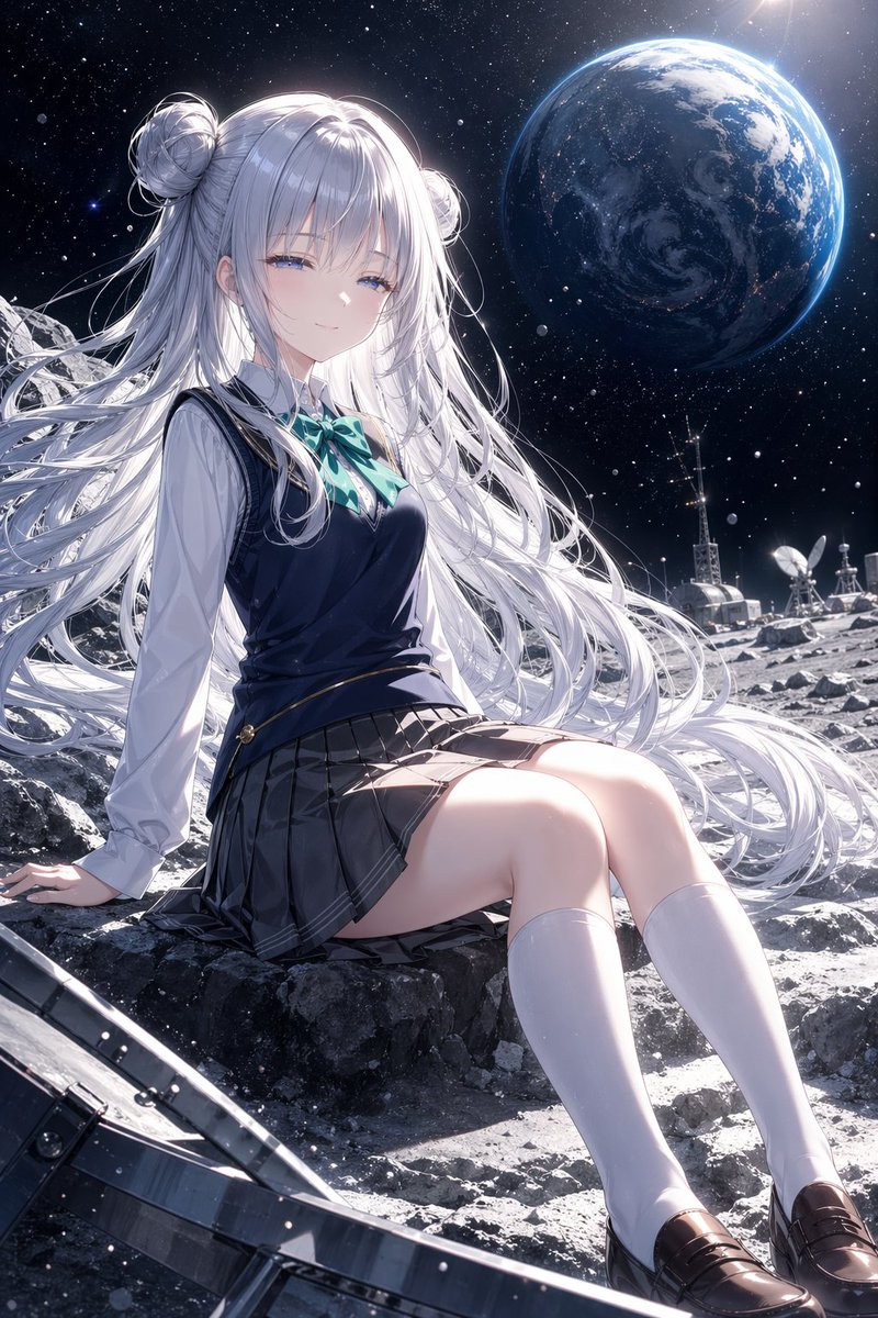 产品视觉 GPT Image 2 提示词：Anime Schoolgirl on the Moon