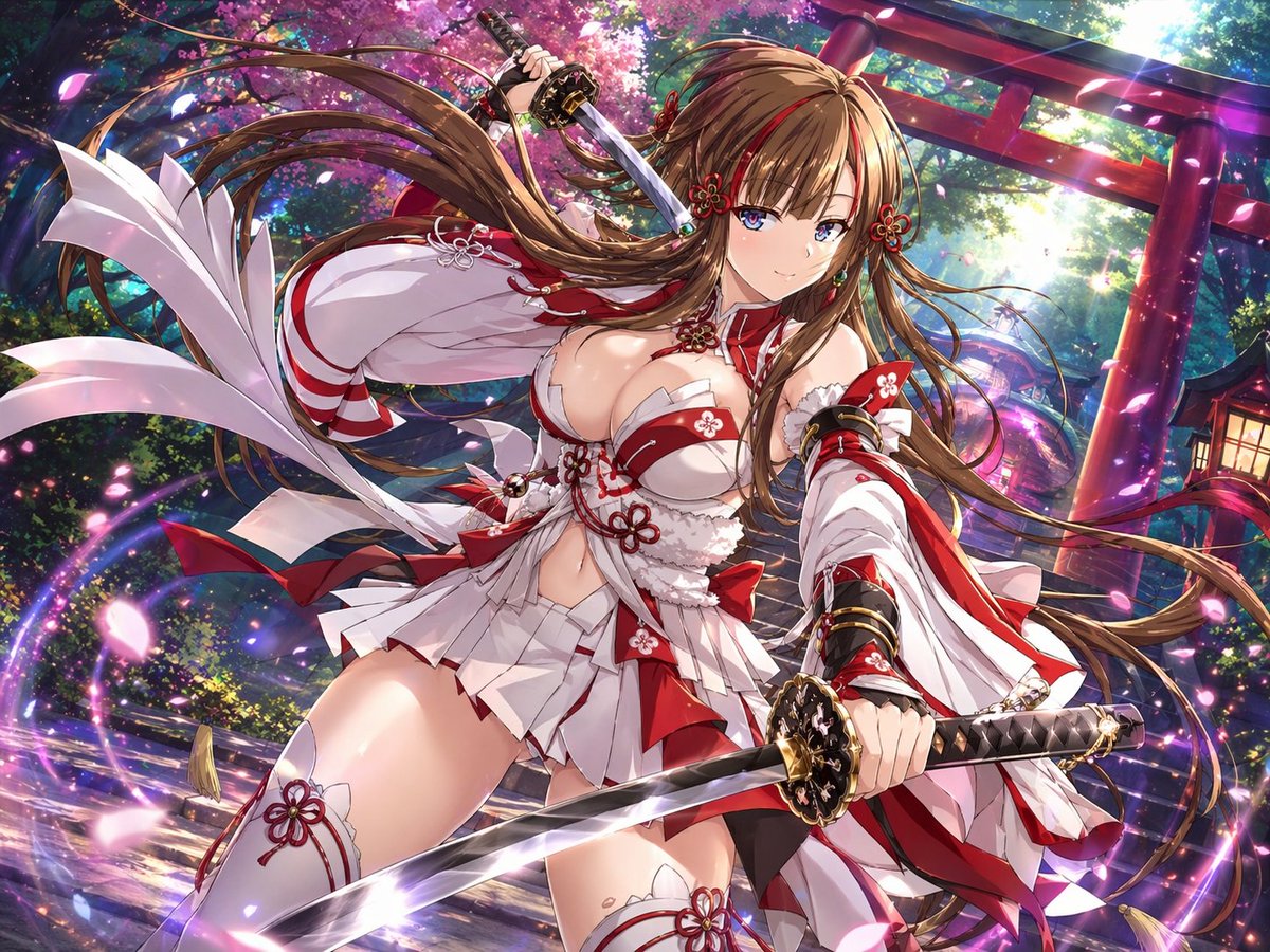 产品视觉 GPT Image 2 提示词：Anime Shrine Maiden Dual Katana
