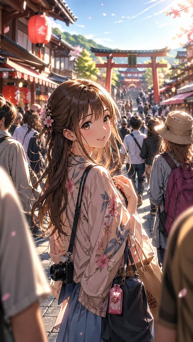 产品视觉 GPT Image 2 提示词：Anime Shrine Street Portrait