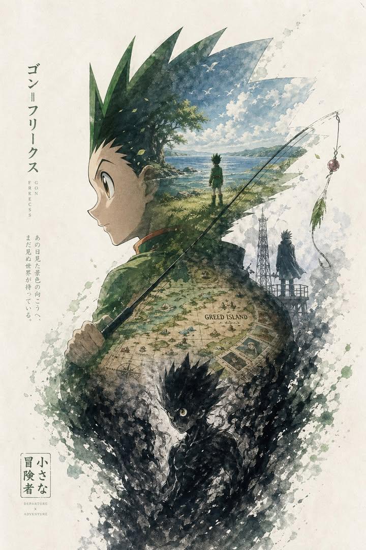 产品视觉 GPT Image 2 提示词：Anime Silhouette Narrative Poster