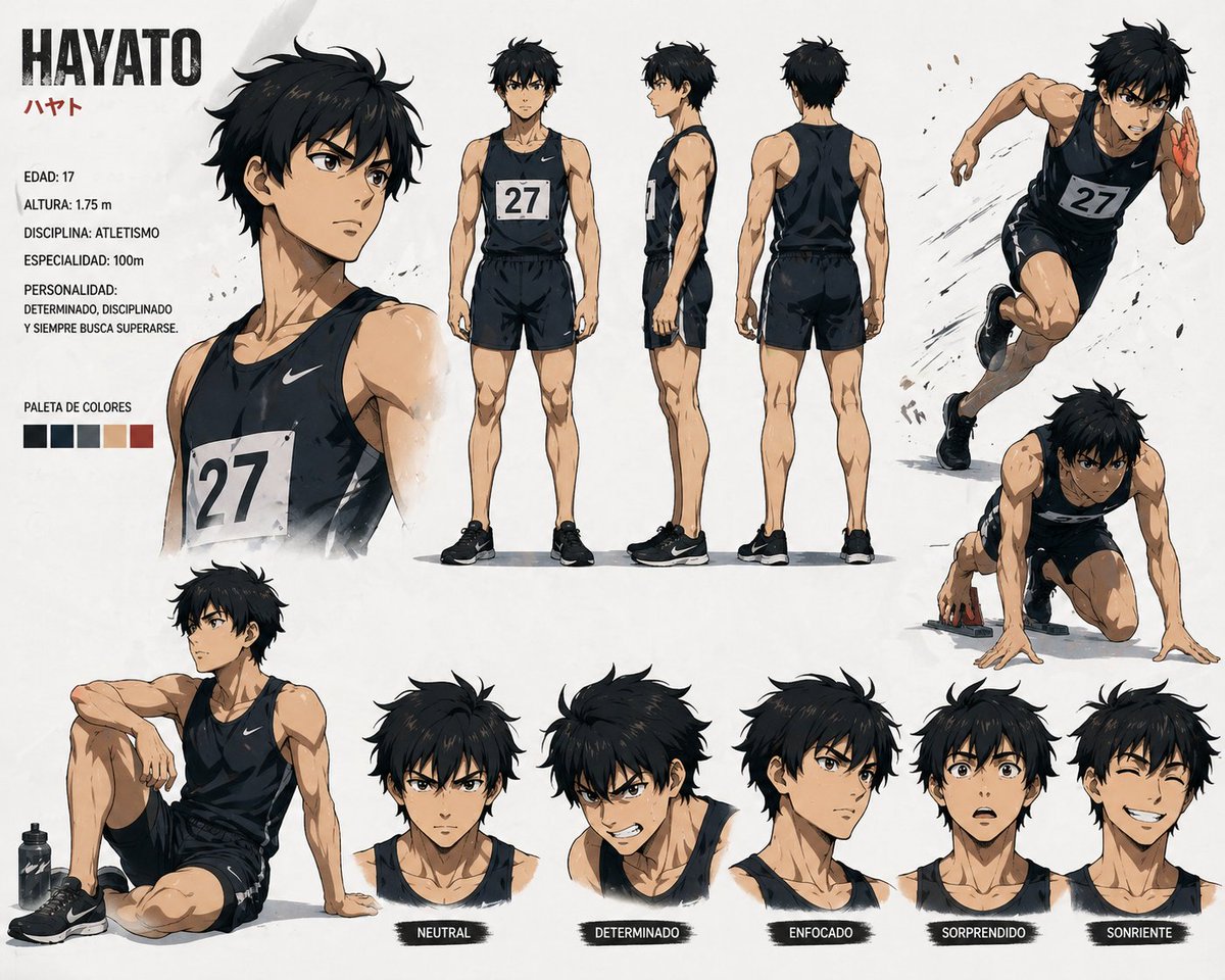 界面稿 GPT Image 2 提示词：Anime Sprinter Character Sheet