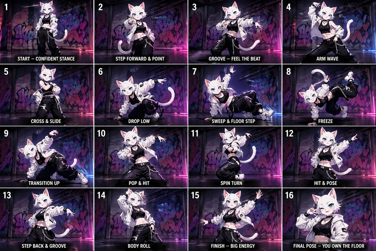 角色设定 GPT Image 2 提示词：Anime Street-Dancer Character Grid