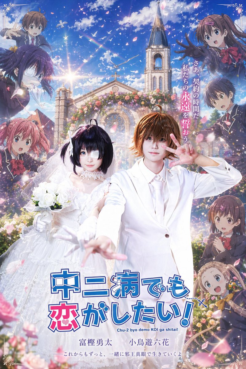 产品视觉 GPT Image 2 提示词：Anime Wedding Poster at a Church