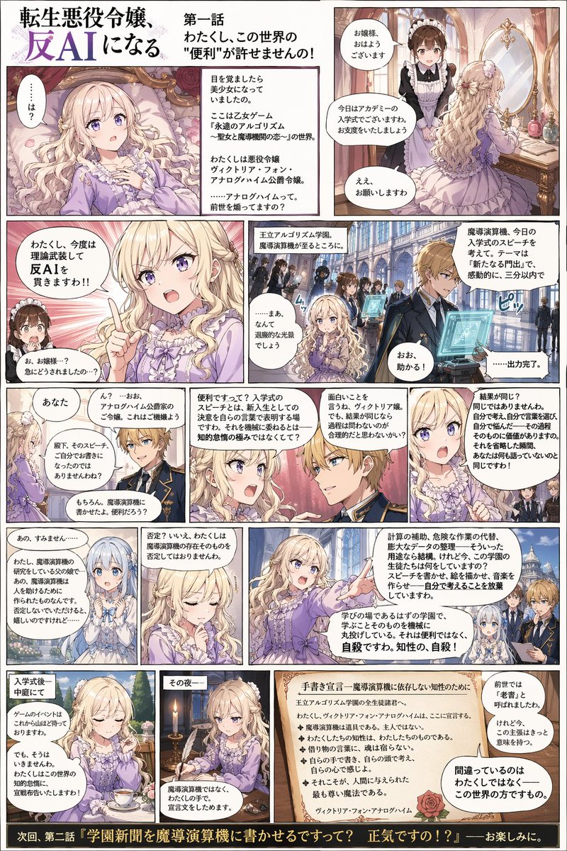 产品视觉 GPT Image 2 提示词：Anti-AI Villainess Manga Poster