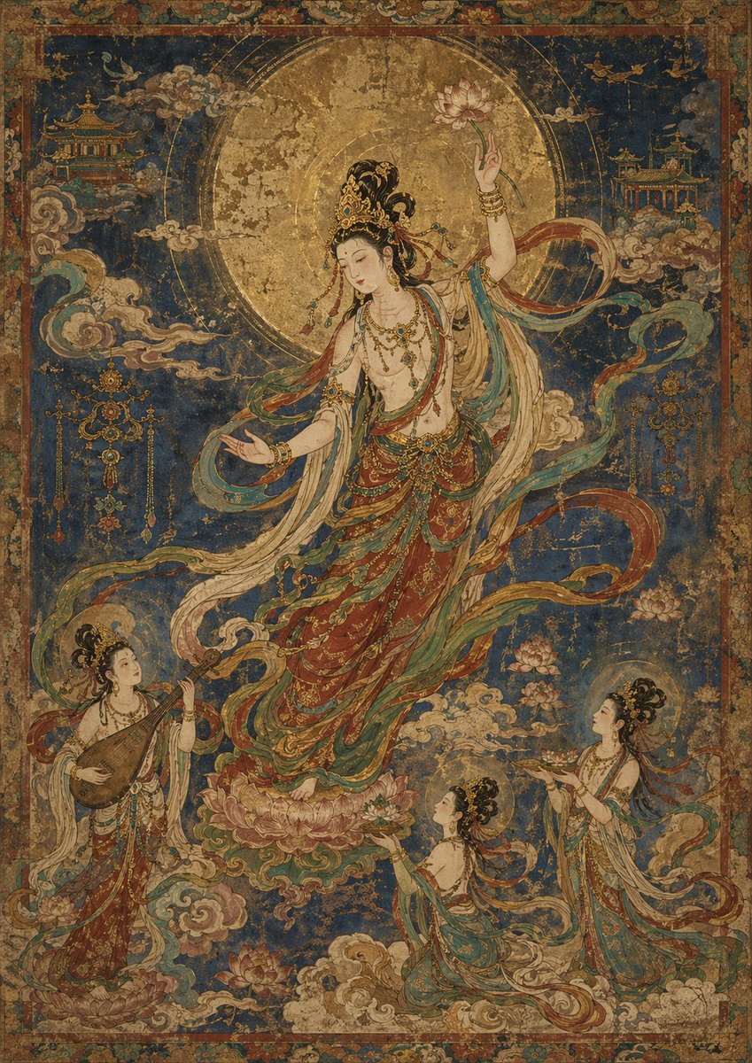 创意灵感 GPT Image 2 提示词：Antique Celestial Goddess Mural