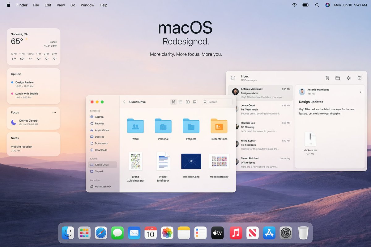 产品视觉 GPT Image 2 提示词：Apple macOS Redesign Promo Mockup