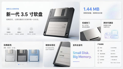 界面稿 GPT Image 2 提示词：苹果风软盘发布会宣传图