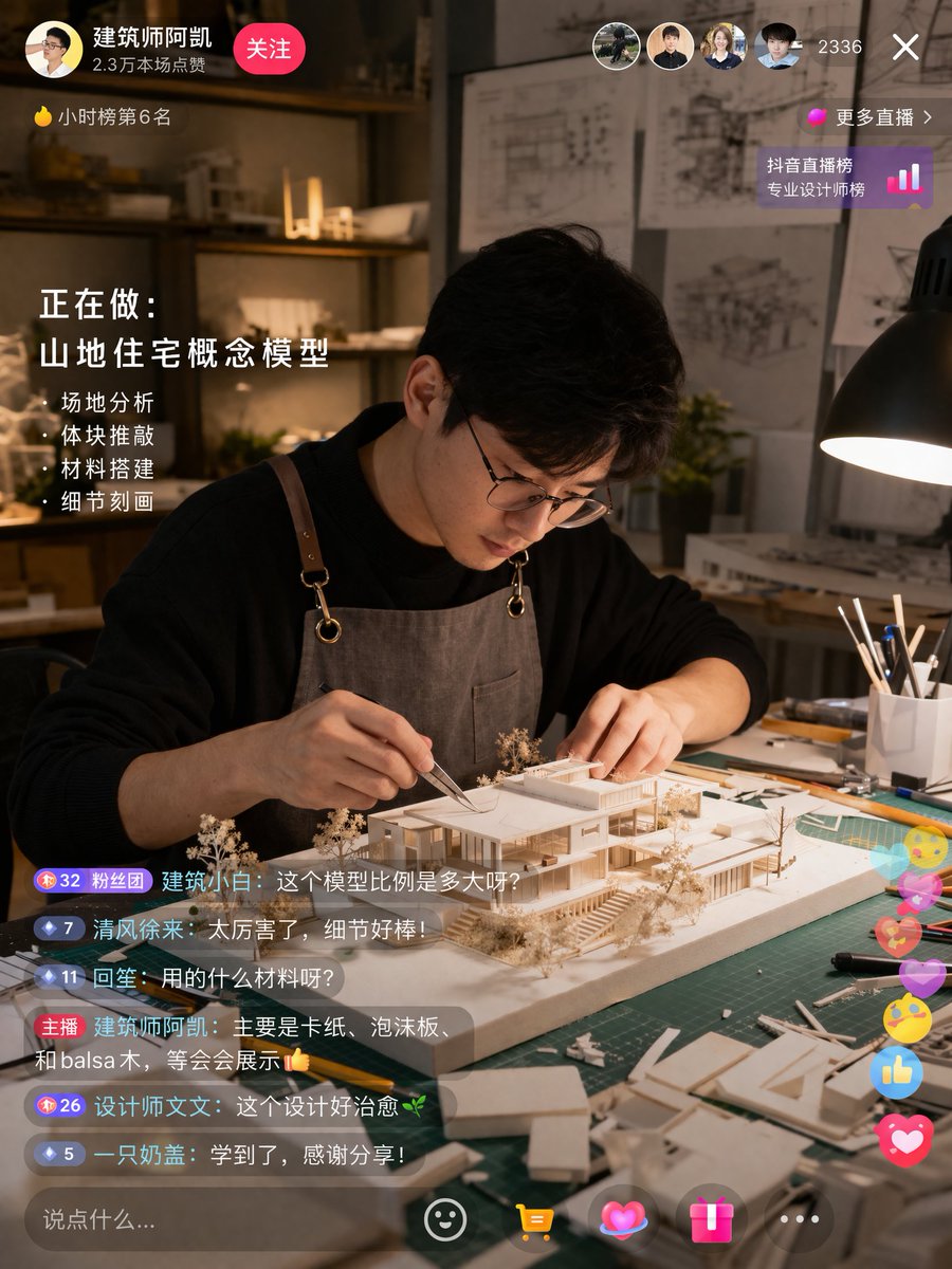 信息图 GPT Image 2 提示词：Architect Live Stream UI Mockup