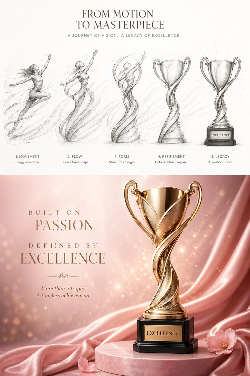 产品视觉 GPT Image 2 提示词：Artistic Luxury Trophy Design Poster