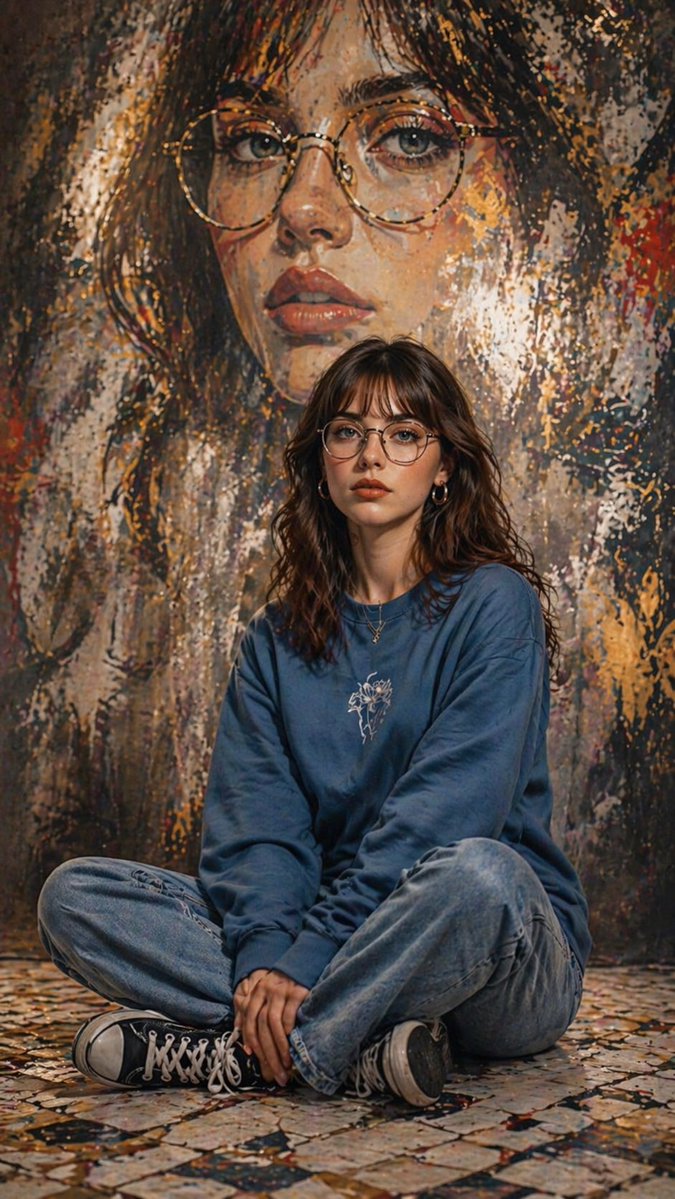 产品视觉 GPT Image 2 提示词：Artistic Portrait with Mural Background
