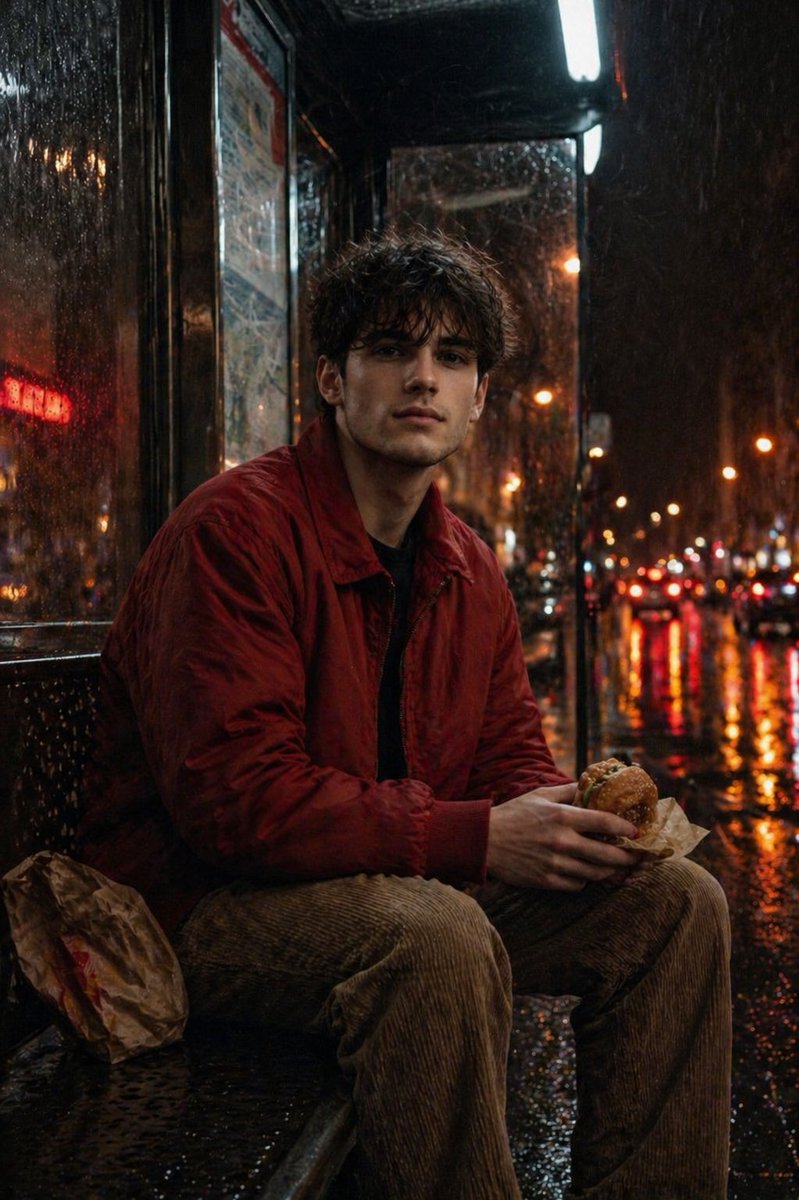 角色设定 GPT Image 2 提示词：Atmospheric Nighttime Rainy Portrait