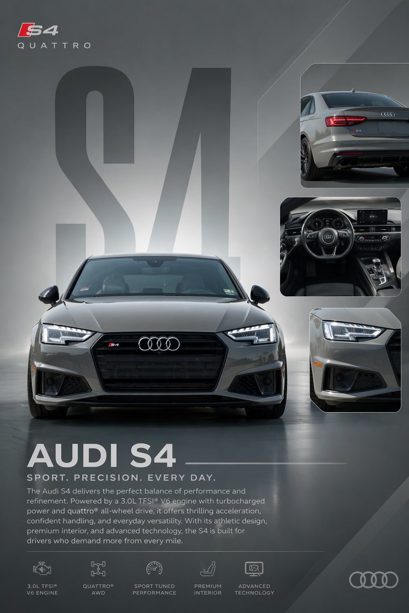 产品视觉 GPT Image 2 提示词：Audi S4 Promotional Poster