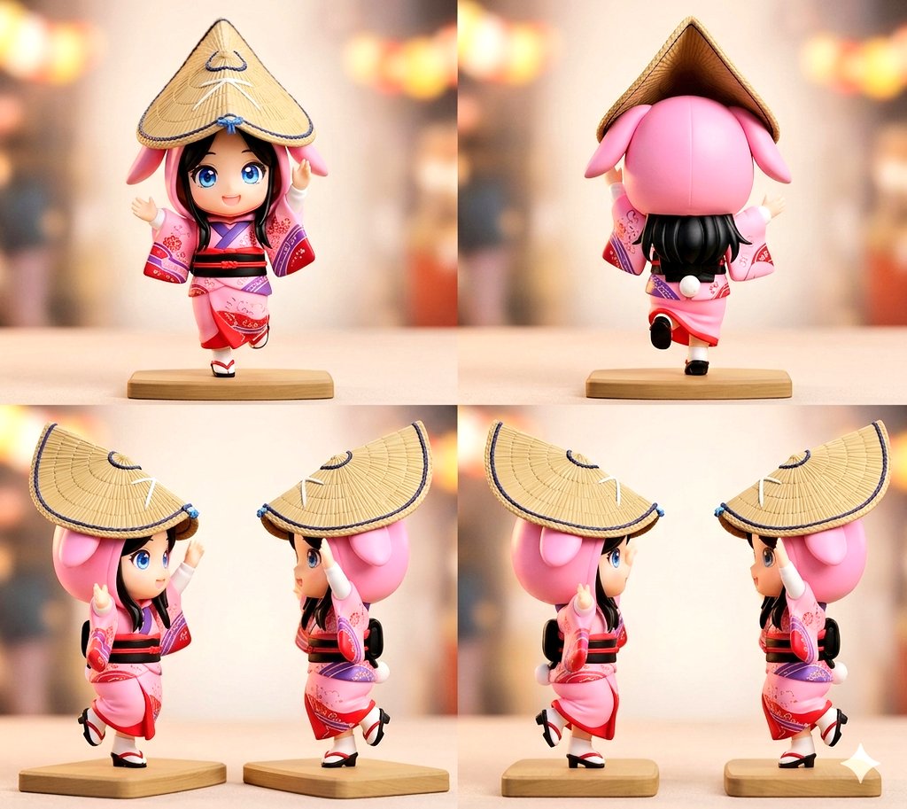 产品视觉 GPT Image 2 提示词：Awa Odori Chibi Figure Turnaround