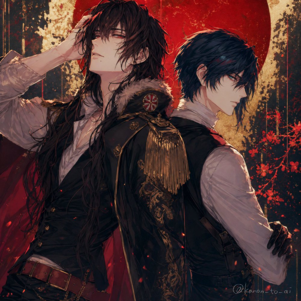 产品视觉 GPT Image 2 提示词：Back-to-Back Dark Bishounen Portrait