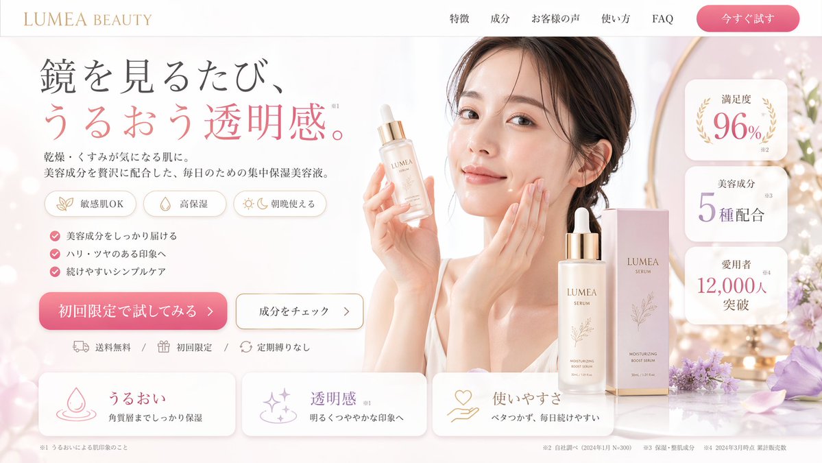 产品视觉 GPT Image 2 提示词：Beauty Product Landing Page Mockup