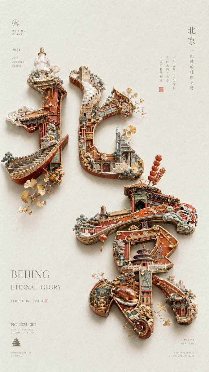 产品视觉 GPT Image 2 提示词：Beijing Cultural Heritage Poster