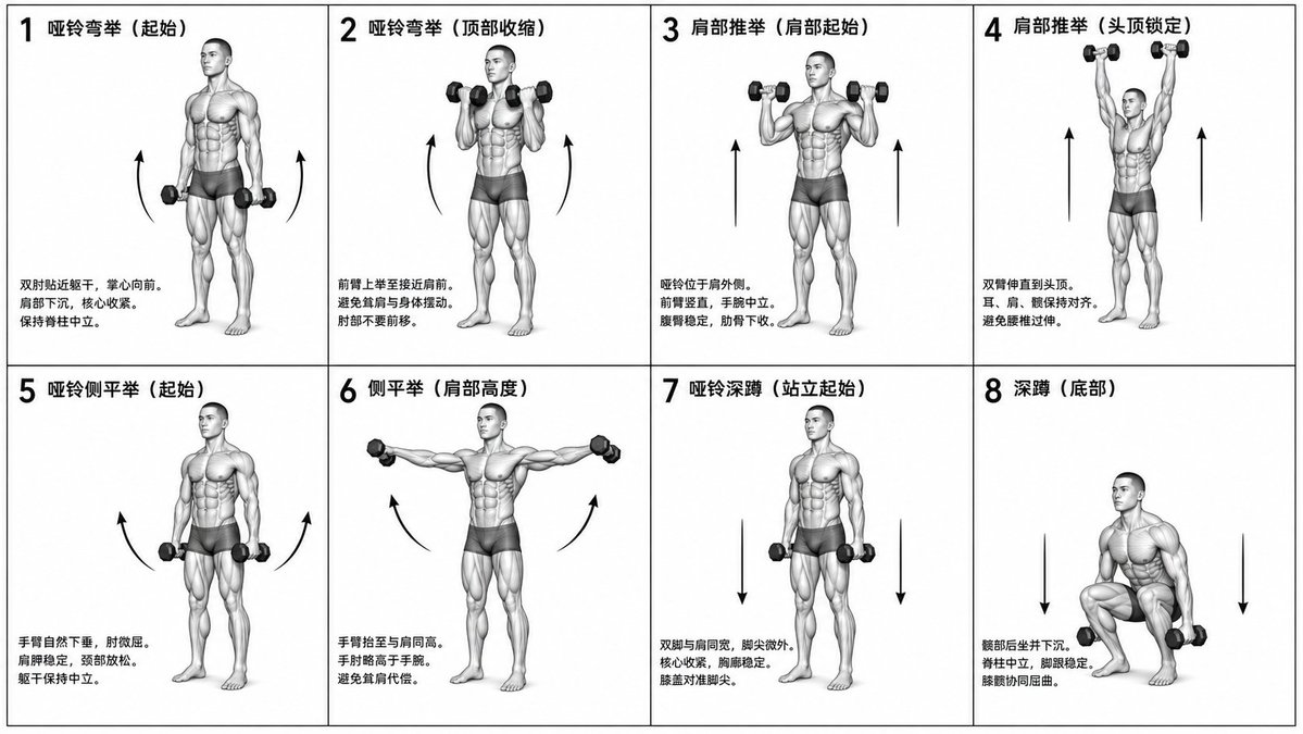 产品视觉 GPT Image 2 提示词：Biomechanical Fitness Instructional Chart