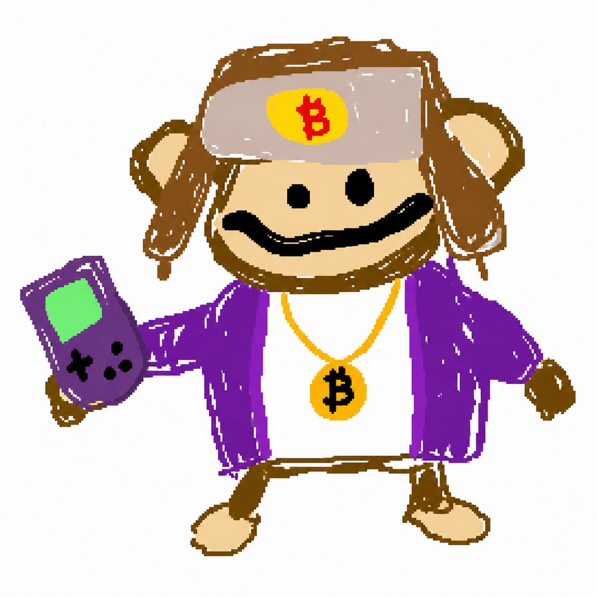 社媒配图 GPT Image 2 提示词：Bitcoin Monkey MS Paint Doodle