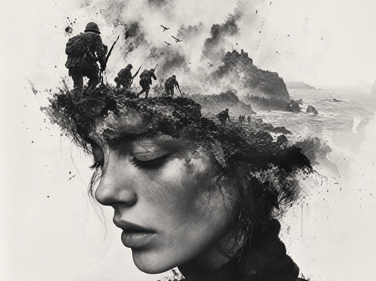 产品视觉 GPT Image 2 提示词：Black-and-White Wartime Ink Scene