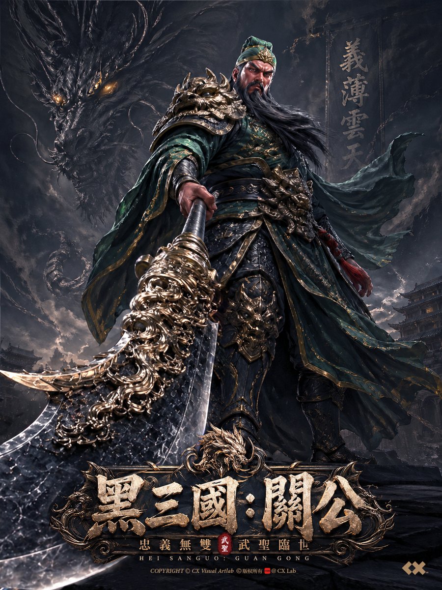 角色设定 GPT Image 2 提示词：Black Myth Style Guan Yu