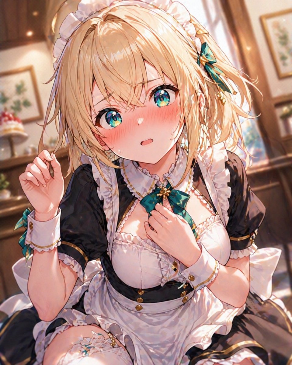 产品视觉 GPT Image 2 提示词：Blonde Maid in Warm Cafe
