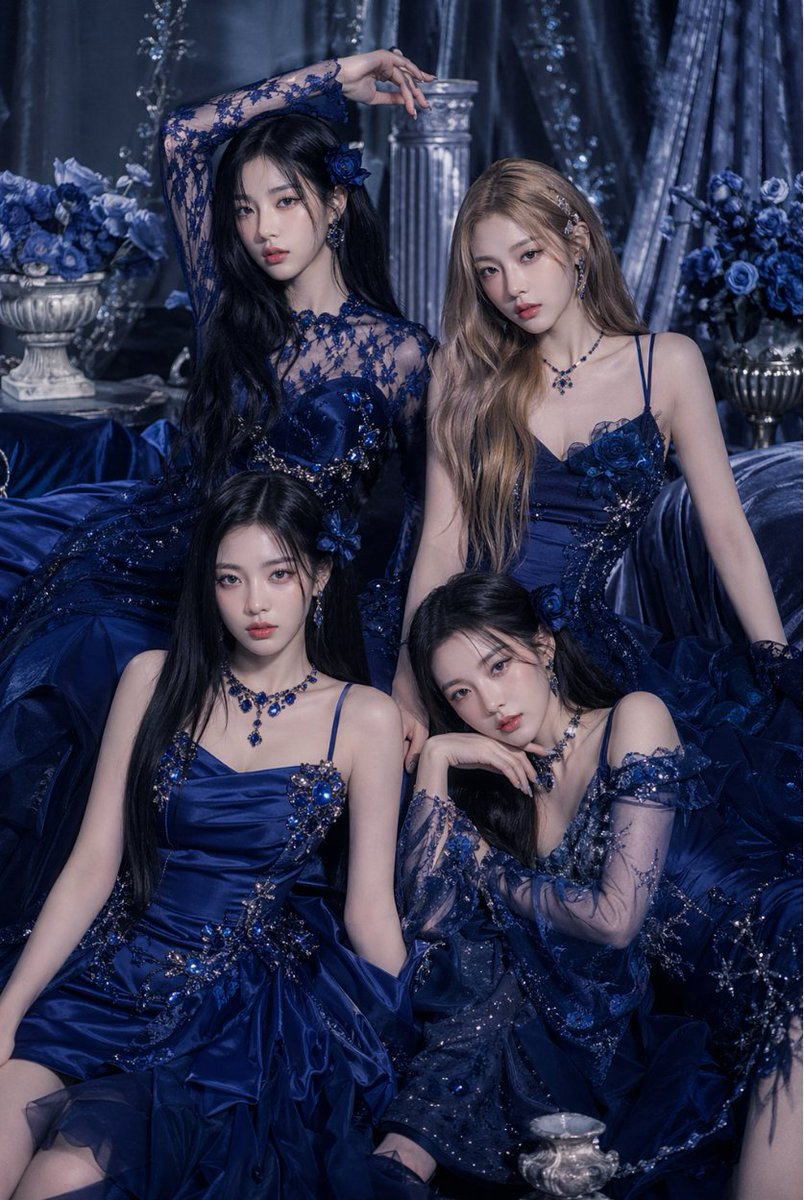 界面稿 GPT Image 2 提示词：Blue Couture Group Portrait