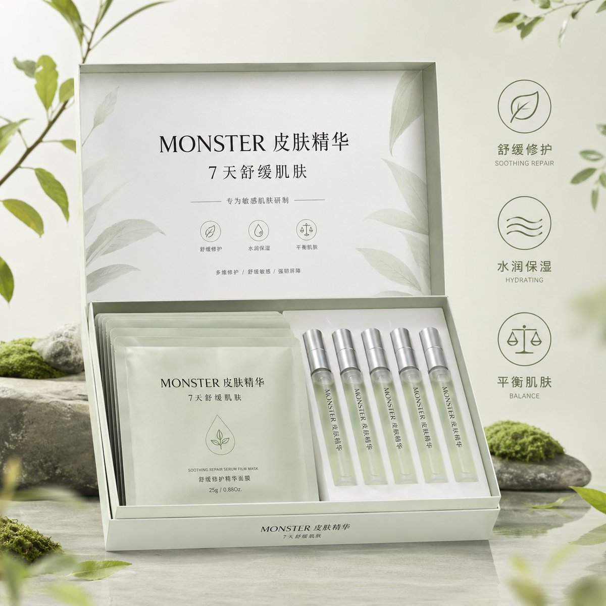 产品视觉 GPT Image 2 提示词：Botanical Skincare Gift Box Ad