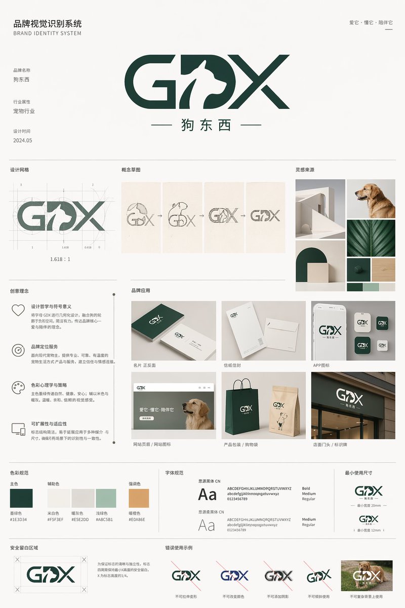 产品视觉 GPT Image 2 提示词：Pet Brand Identity System Board