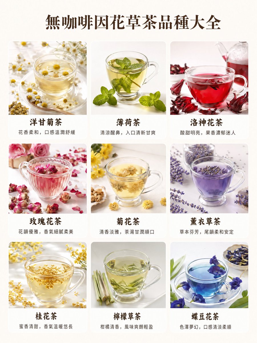 产品视觉 GPT Image 2 提示词：Caffeine-Free Herbal Tea Chart