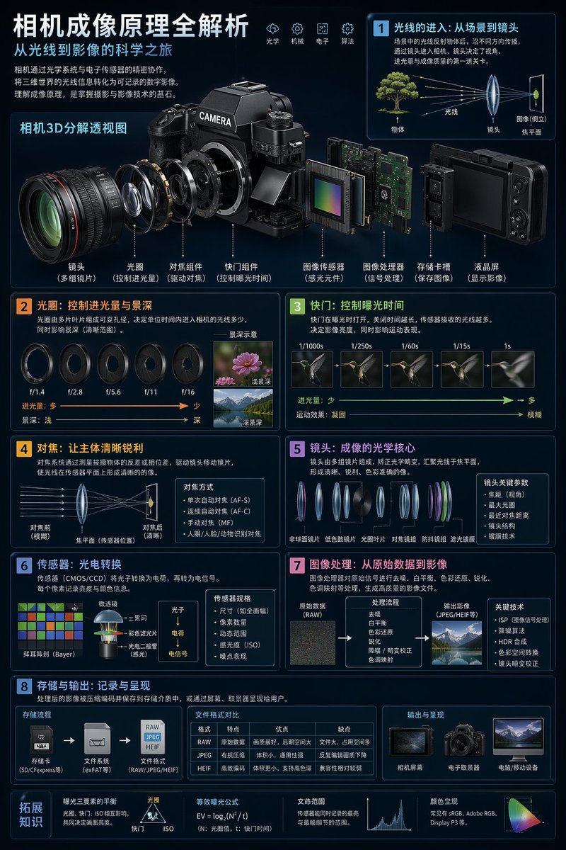 信息图 GPT Image 2 提示词：Camera Imaging Technology Infographic