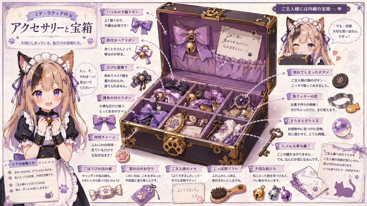 产品视觉 GPT Image 2 提示词：Cat Maid Treasure Box Reference Sheet