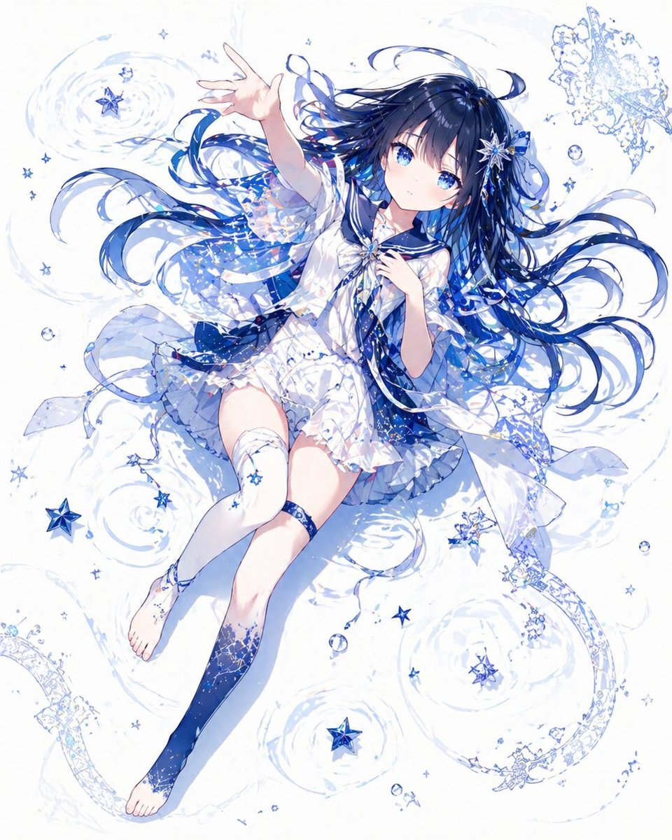 产品视觉 GPT Image 2 提示词：Celestial Blue Anime Girl Floating