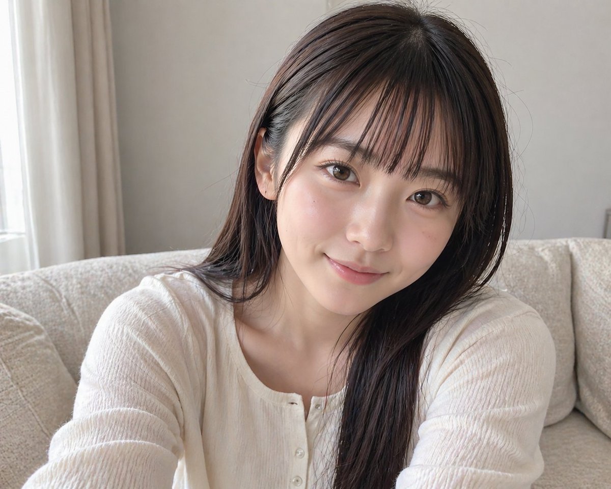 界面稿 GPT Image 2 提示词：Censored Sofa Selfie Portrait