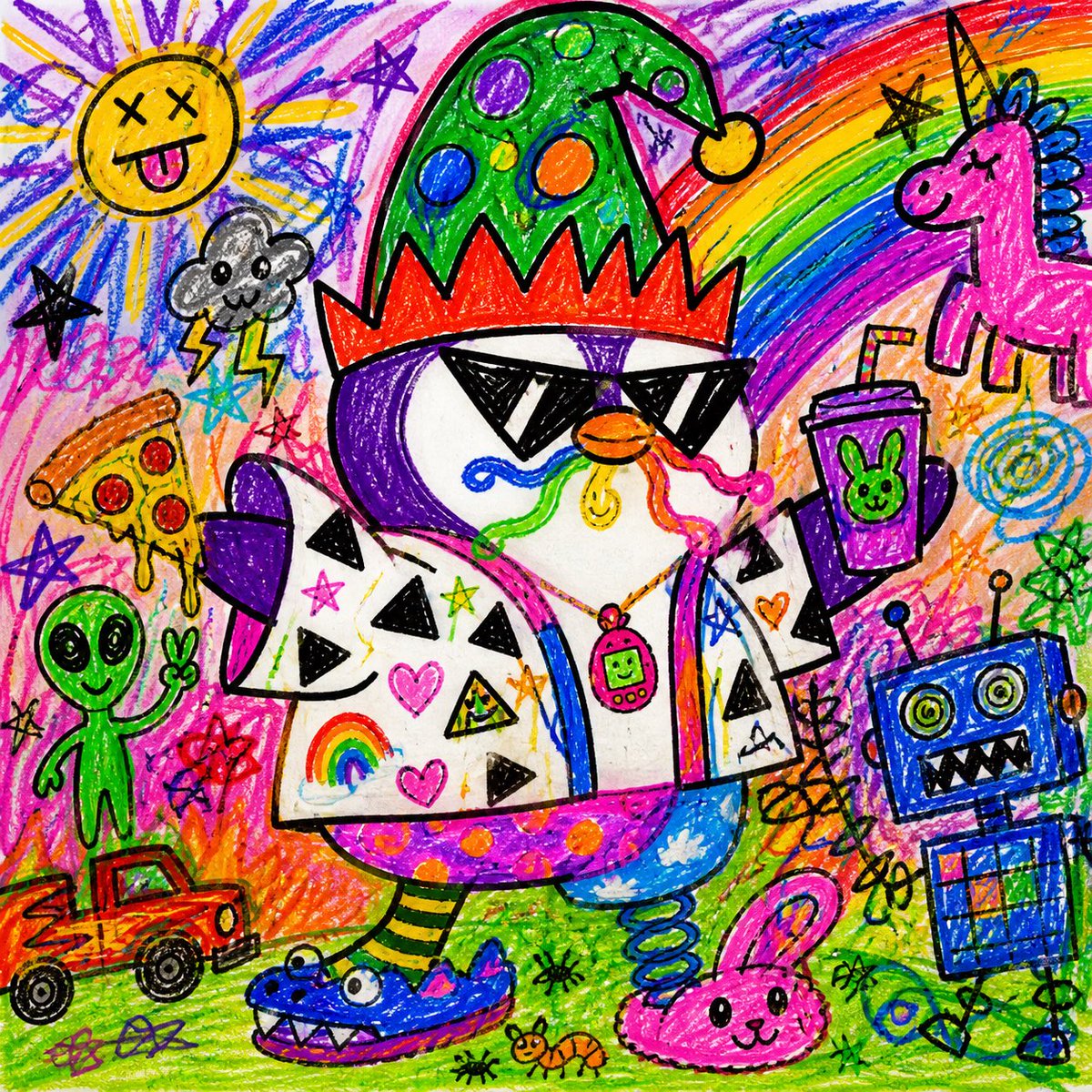界面稿 GPT Image 2 提示词：Chaotic Child Style Drawing