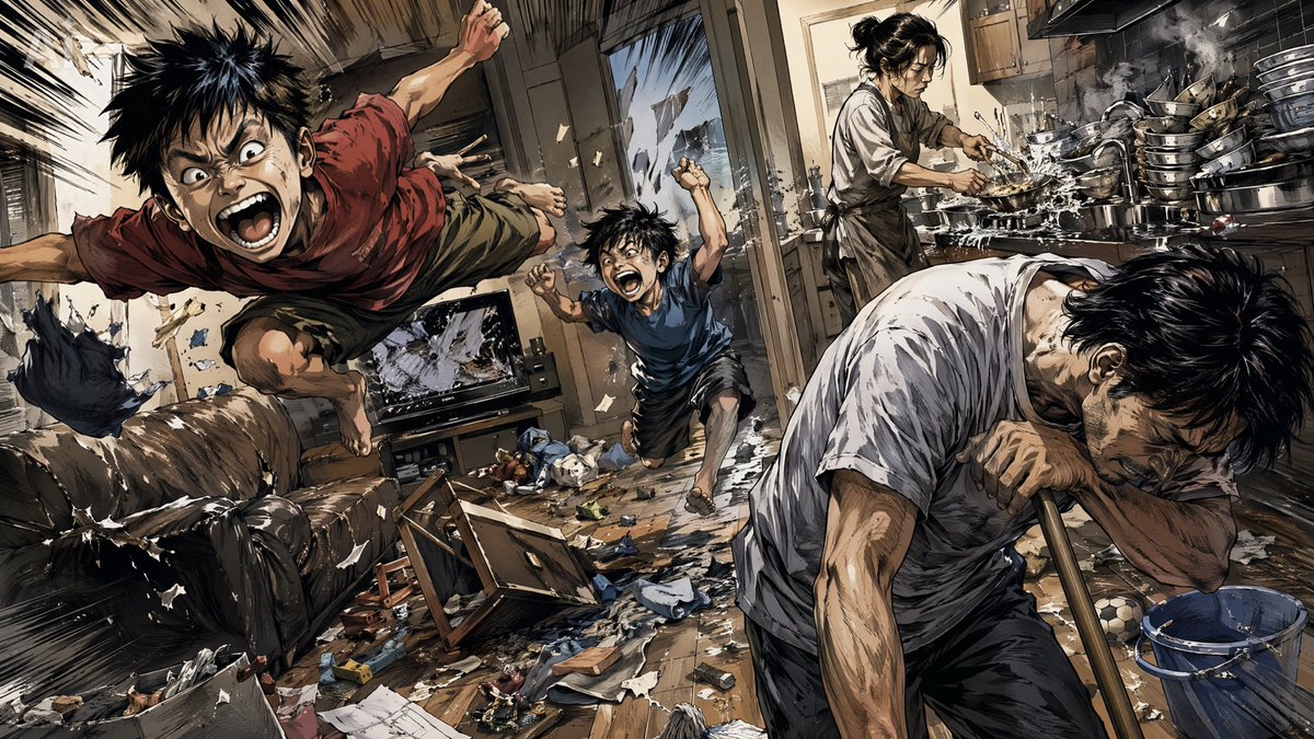 产品视觉 GPT Image 2 提示词：Chaotic Holiday at Home Manga Scene