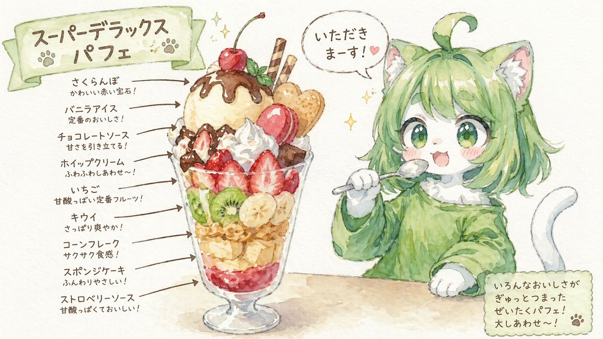 信息图 GPT Image 2 提示词：Character Eating Parfait with Annotations