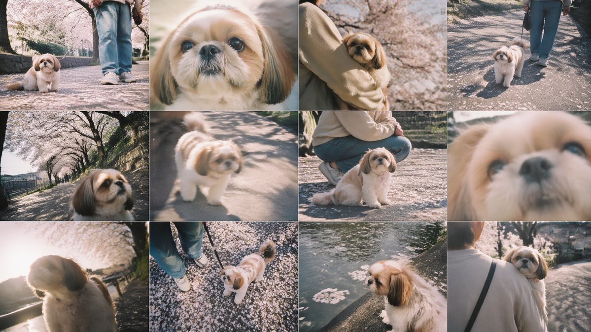 界面稿 GPT Image 2 提示词：Cherry Blossom Shih Tzu Photo Collage