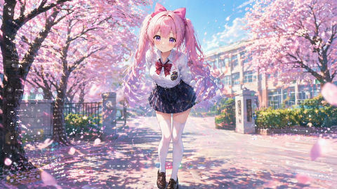 产品视觉 GPT Image 2 提示词：樱花树下害羞双马尾少女
