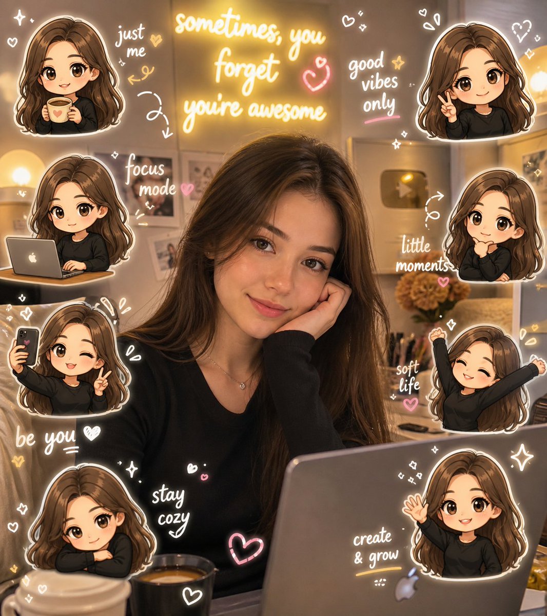 产品视觉 GPT Image 2 提示词：Chibi Avatar Scrapbook Photo