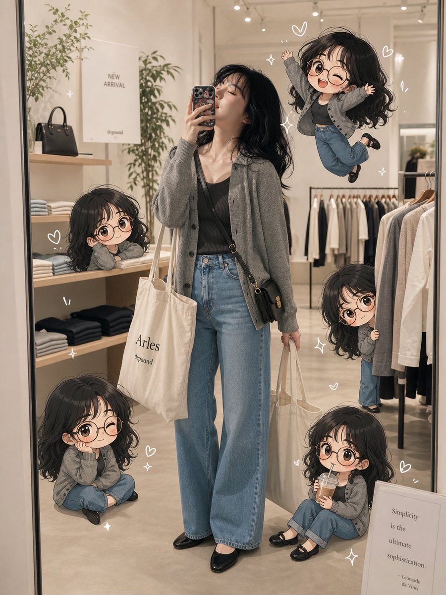 产品视觉 GPT Image 2 提示词：Chibi Boutique Mirror Selfie