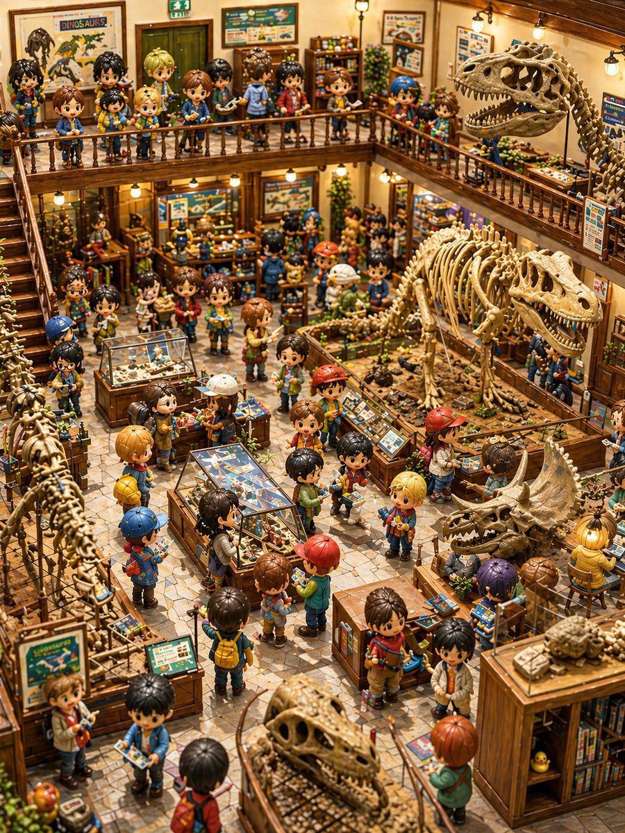 产品视觉 GPT Image 2 提示词：Chibi Dinosaur Museum Diorama