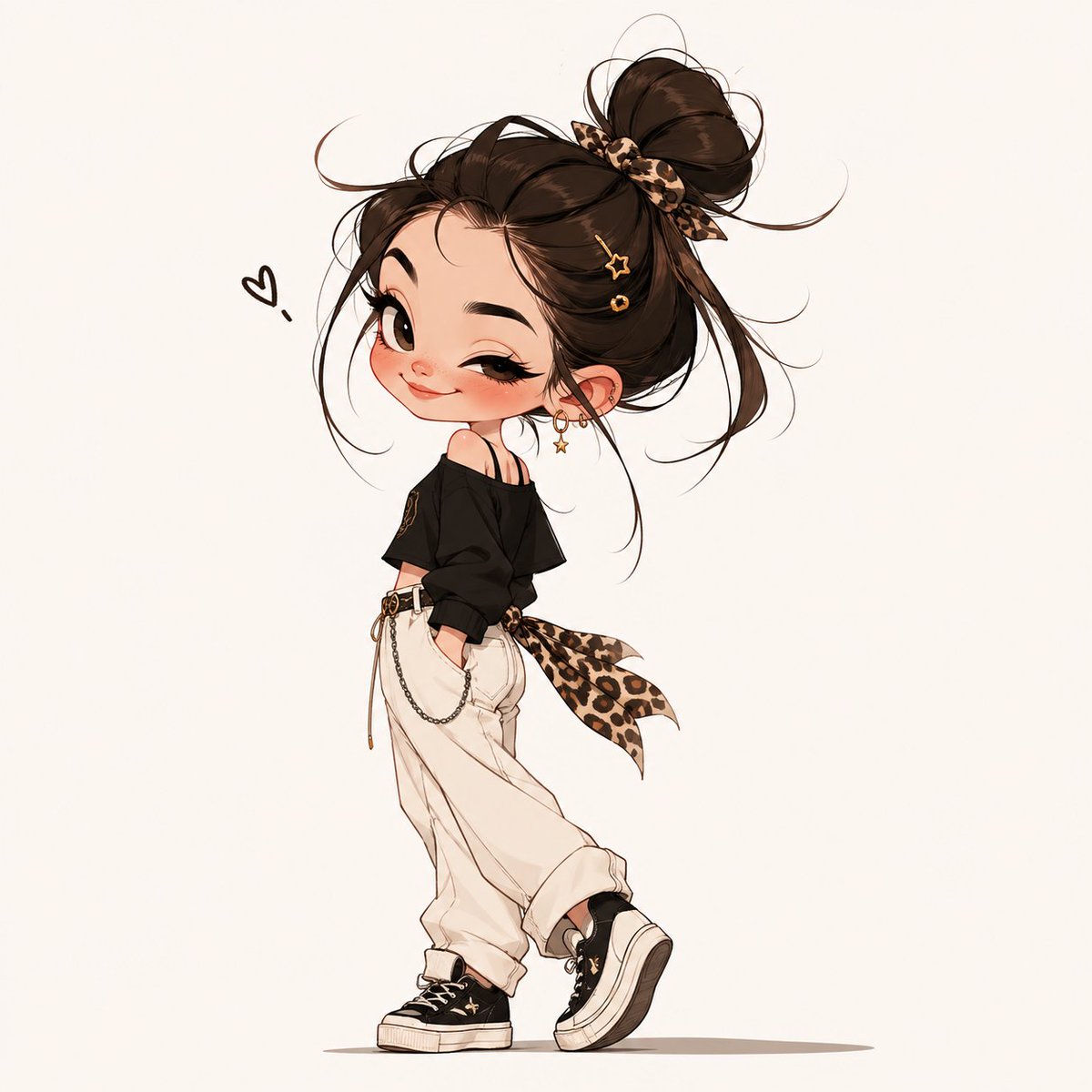 角色设定 GPT Image 2 提示词：Chibi Fashion Girl With Leopard Accents