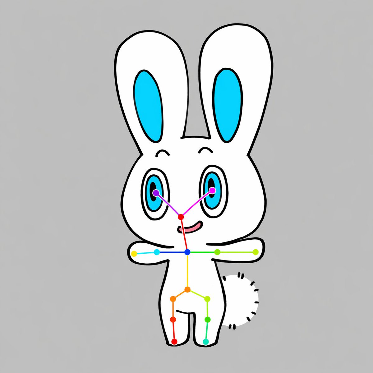 信息图 GPT Image 2 提示词：Chibi Rabbit OpenPose Diagram