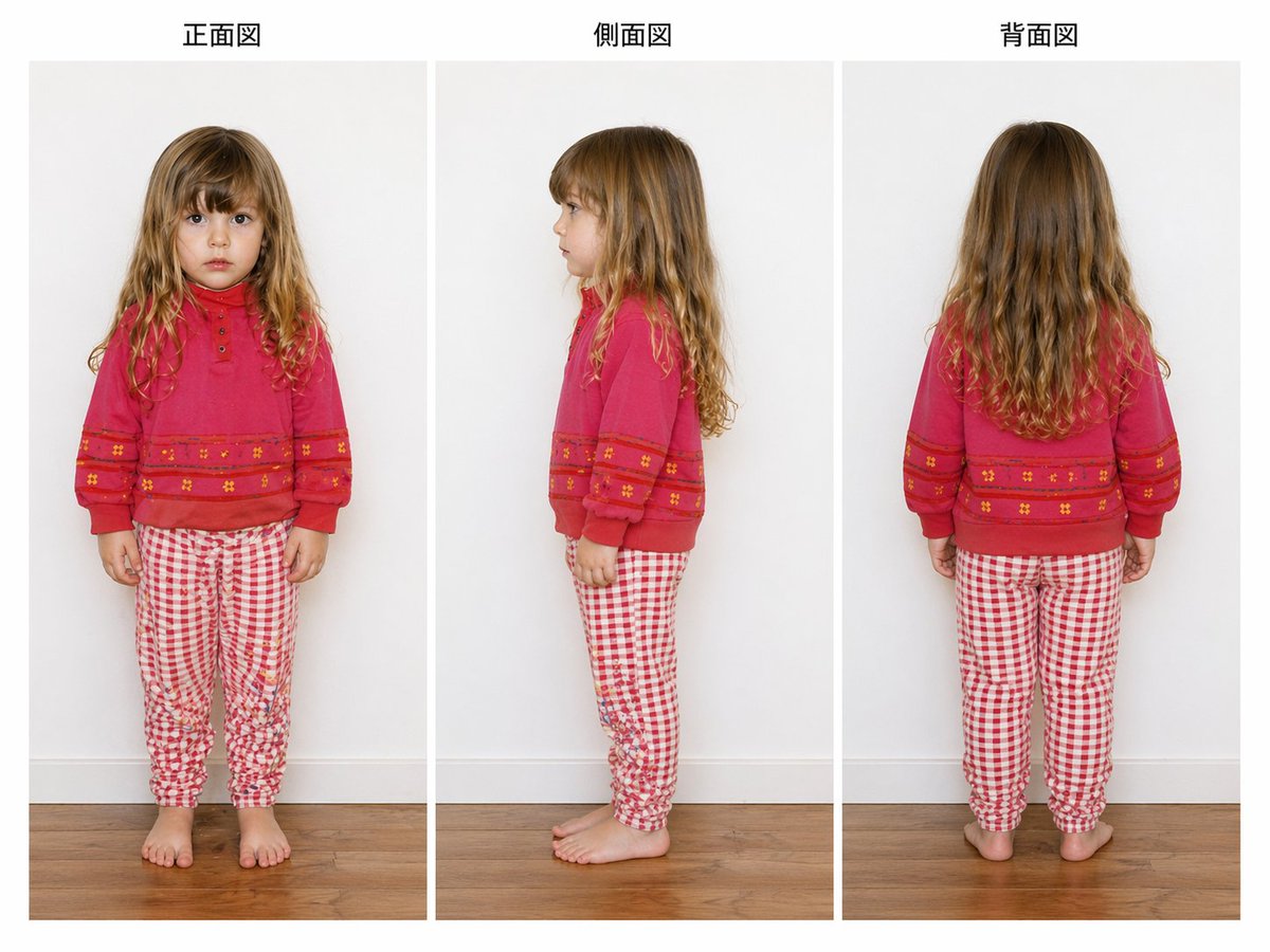 界面稿 GPT Image 2 提示词：Child Three-View Clothing Reference