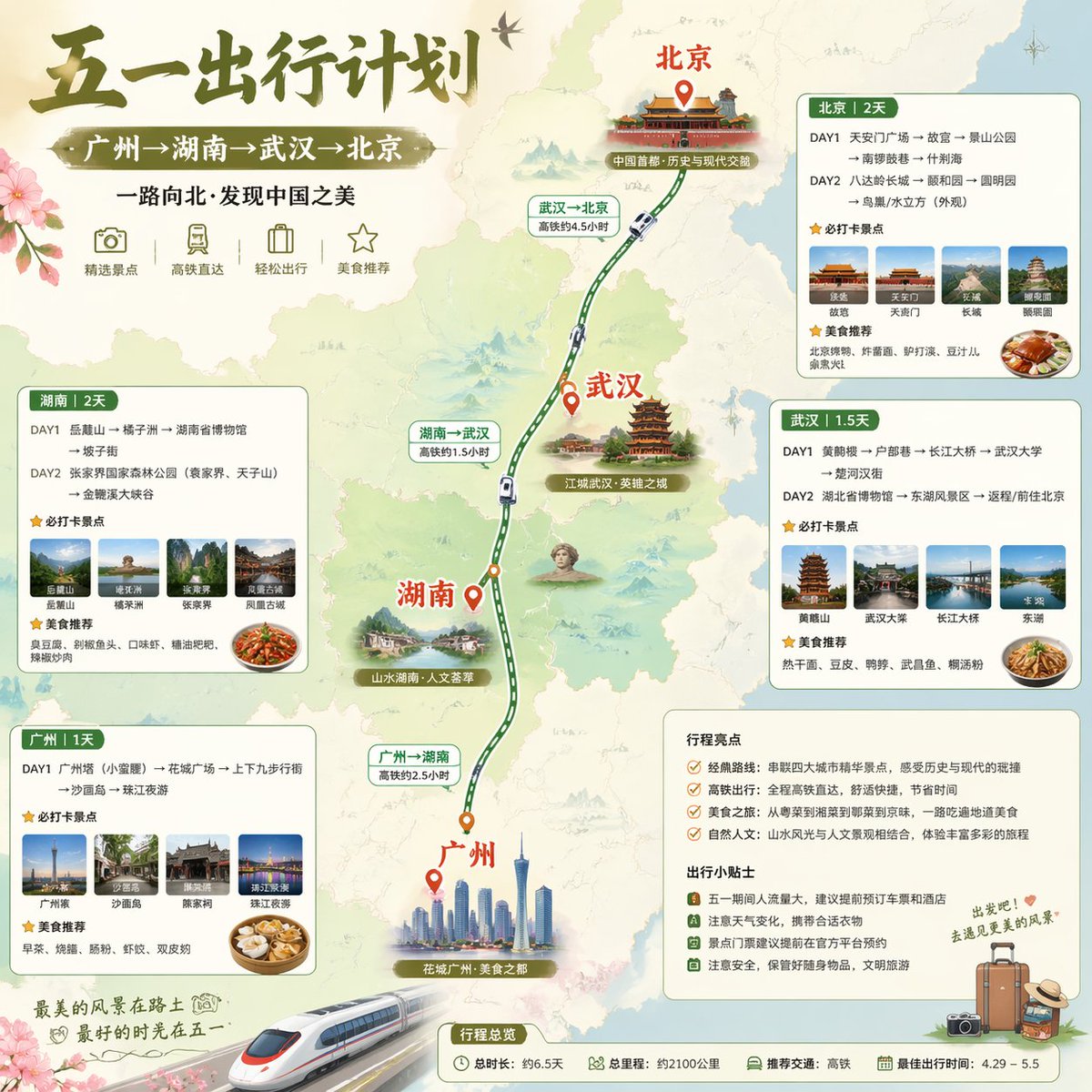 产品视觉 GPT Image 2 提示词：China May Day Rail Travel Infographic