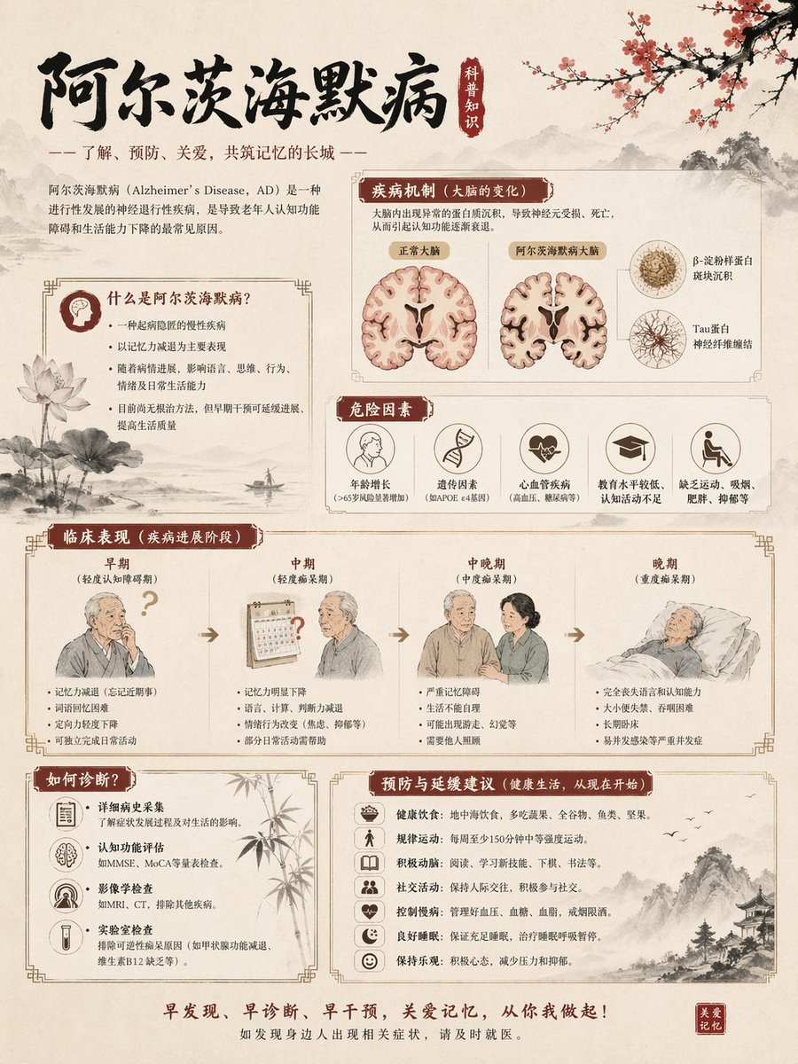 产品视觉 GPT Image 2 提示词：Chinese Alzheimer’s Awareness Infographic